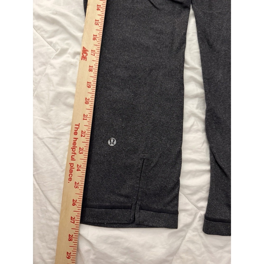Lululemon Tadasana Slit Crop Leggings Yoga Women's Size 4 Luon Heathered Black - Picture 6 of 9